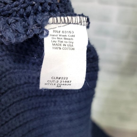 Vintage 90s Y2K Rampage USA M Navy Blue‎ Chunky Knit Crop 3/4 Sleeve Sweater - Picture 6 of 6